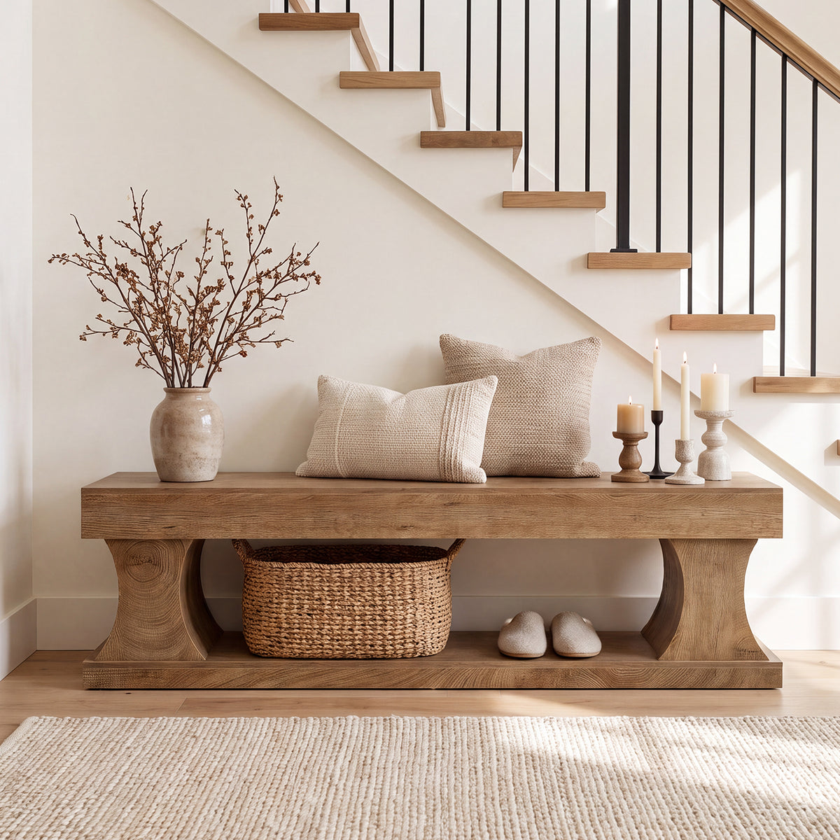 Panca Portascarpe in MDF con Seduta, 160 cm, per Ingresso
