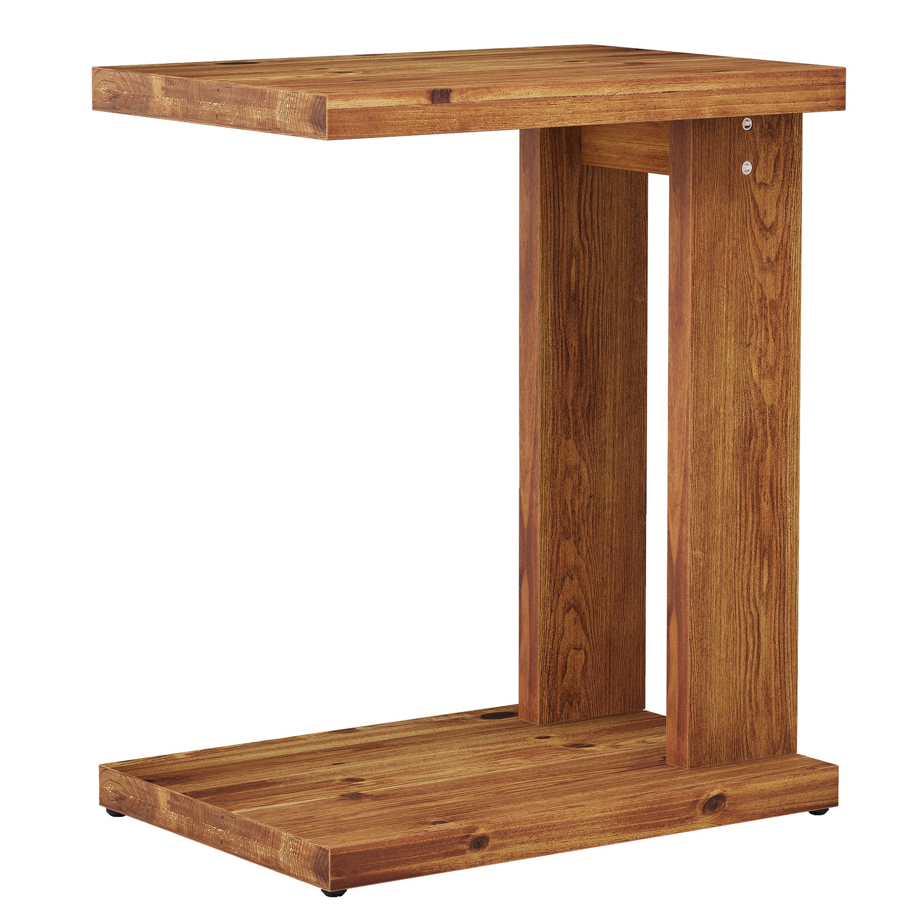 Tribesigns Tavolino a C in legno massello, 50 x 35 x 60 cm con 2 ripiani, ideale per il soggiorno