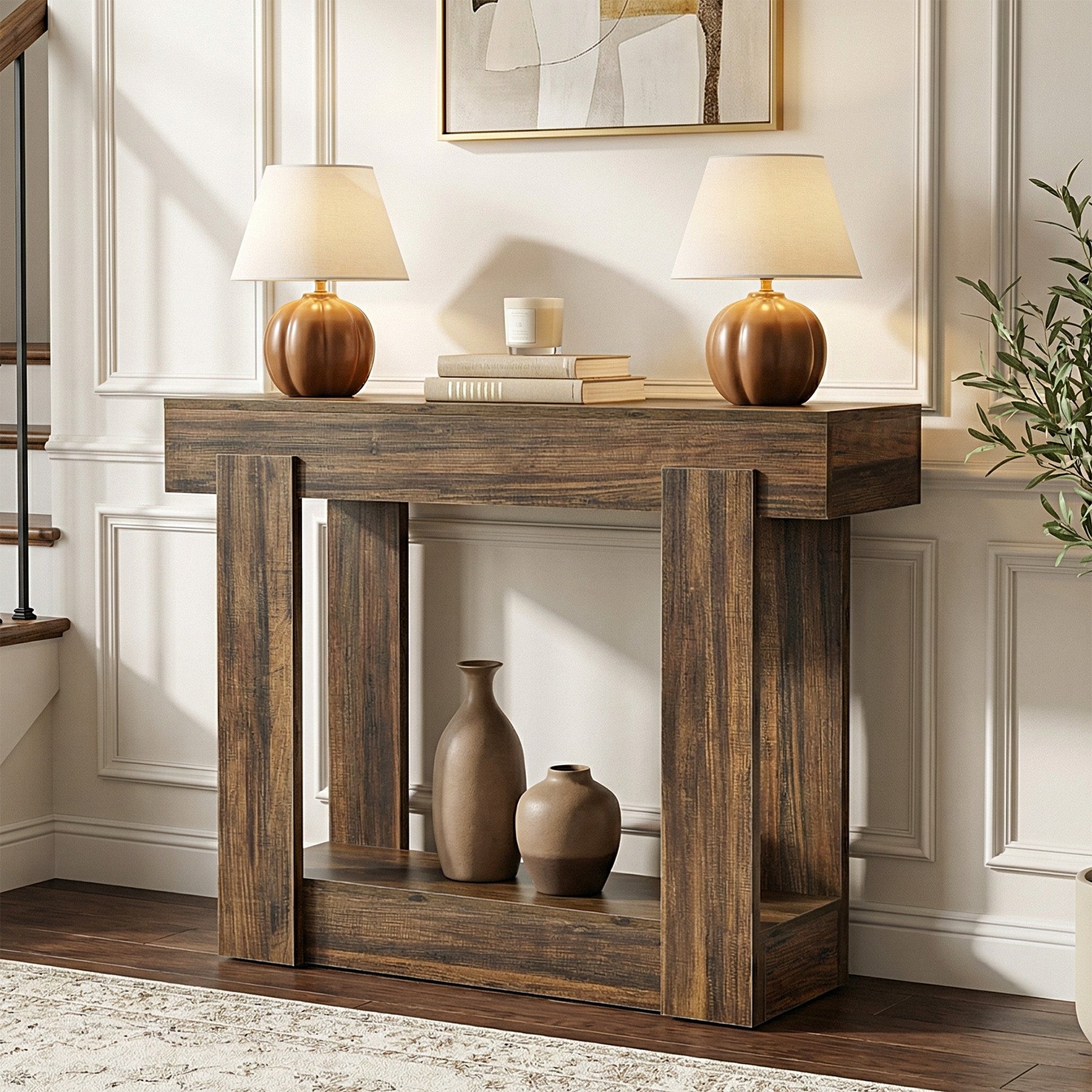 Tribesigns Consolle da 105 cm con ripiano, tavolino d'ingresso stretto in stile country per ingresso