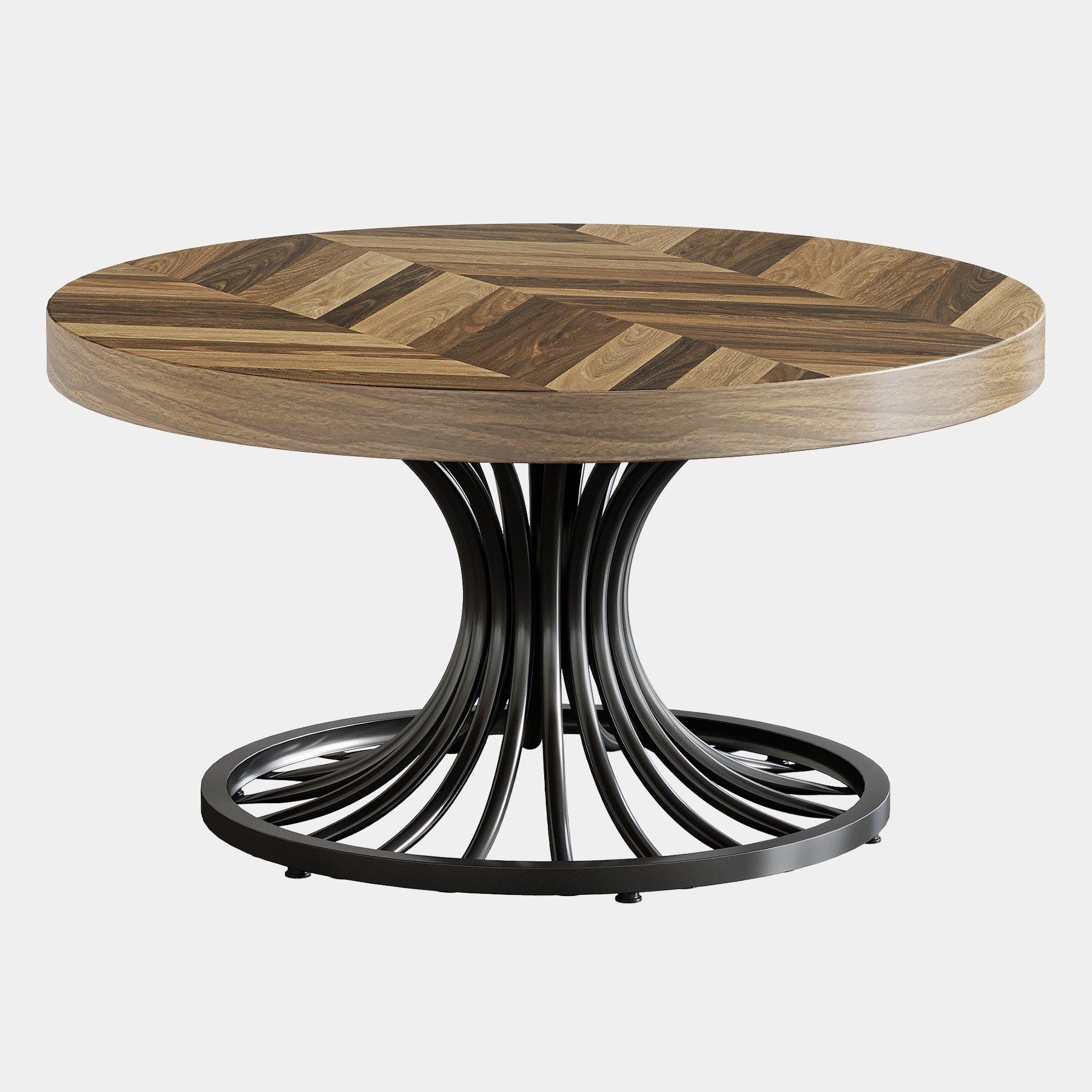 Tribesigns Tavolino da caffè, tavolo centrale circolare da fattoria da 80 cm con piedistallo elegante