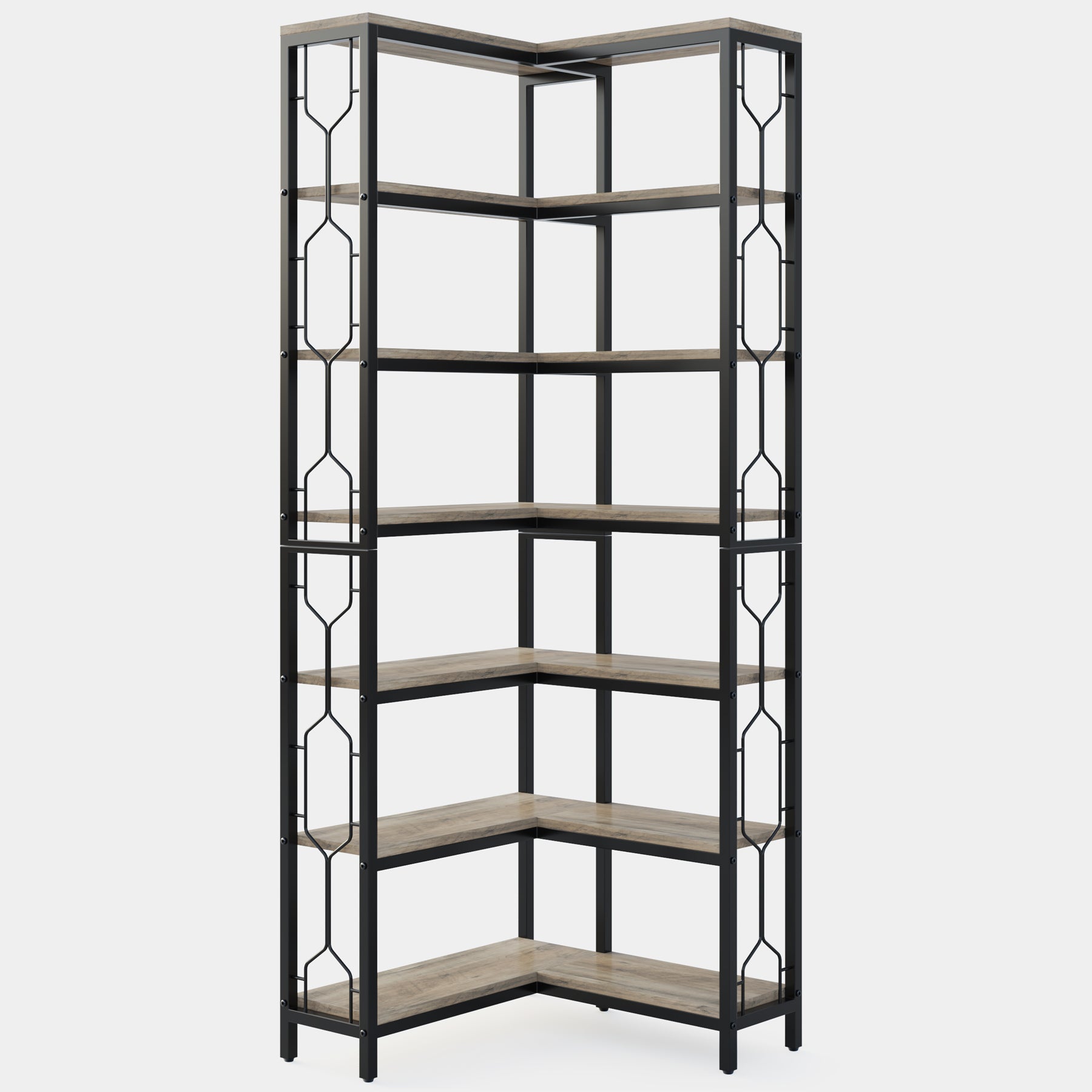 Tribesigns Scaffale Angolare, Libreria Angolare Industriale a 7 livelli Mobile Angolare in Legno e Metallo