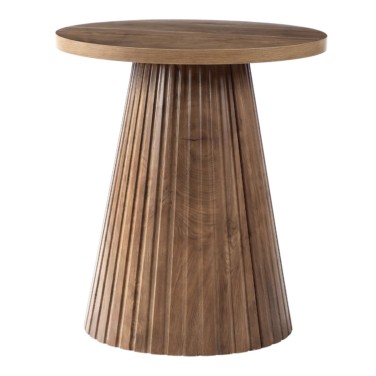 Tavolo Bistrot Rotondo Country con Base a Botte Scanalata, Ø 89 cm