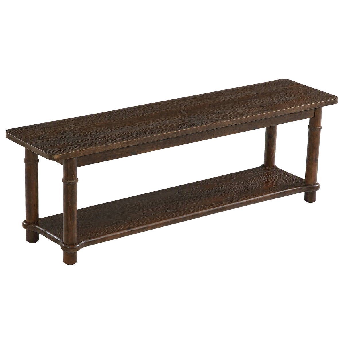 Panca Country in Legno Massello a 2 Ripiani, 140 cm, per Cucina e Sala da Pranzo