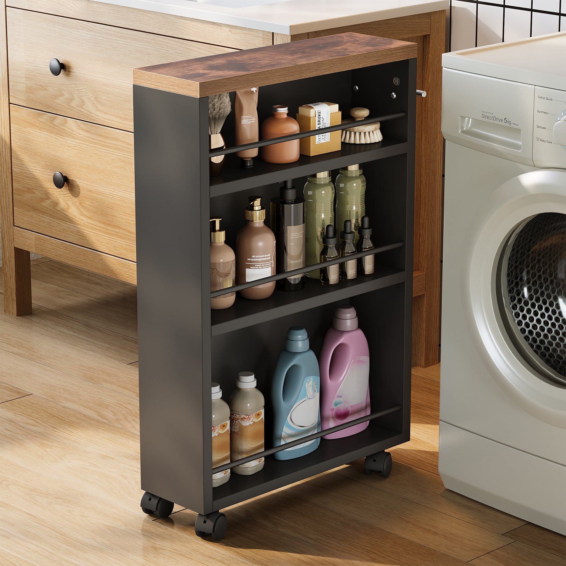 Tribesigns Carrello sottile da cucina, carrelli a 4 piani estraibile su ruote per piccoli spazi
