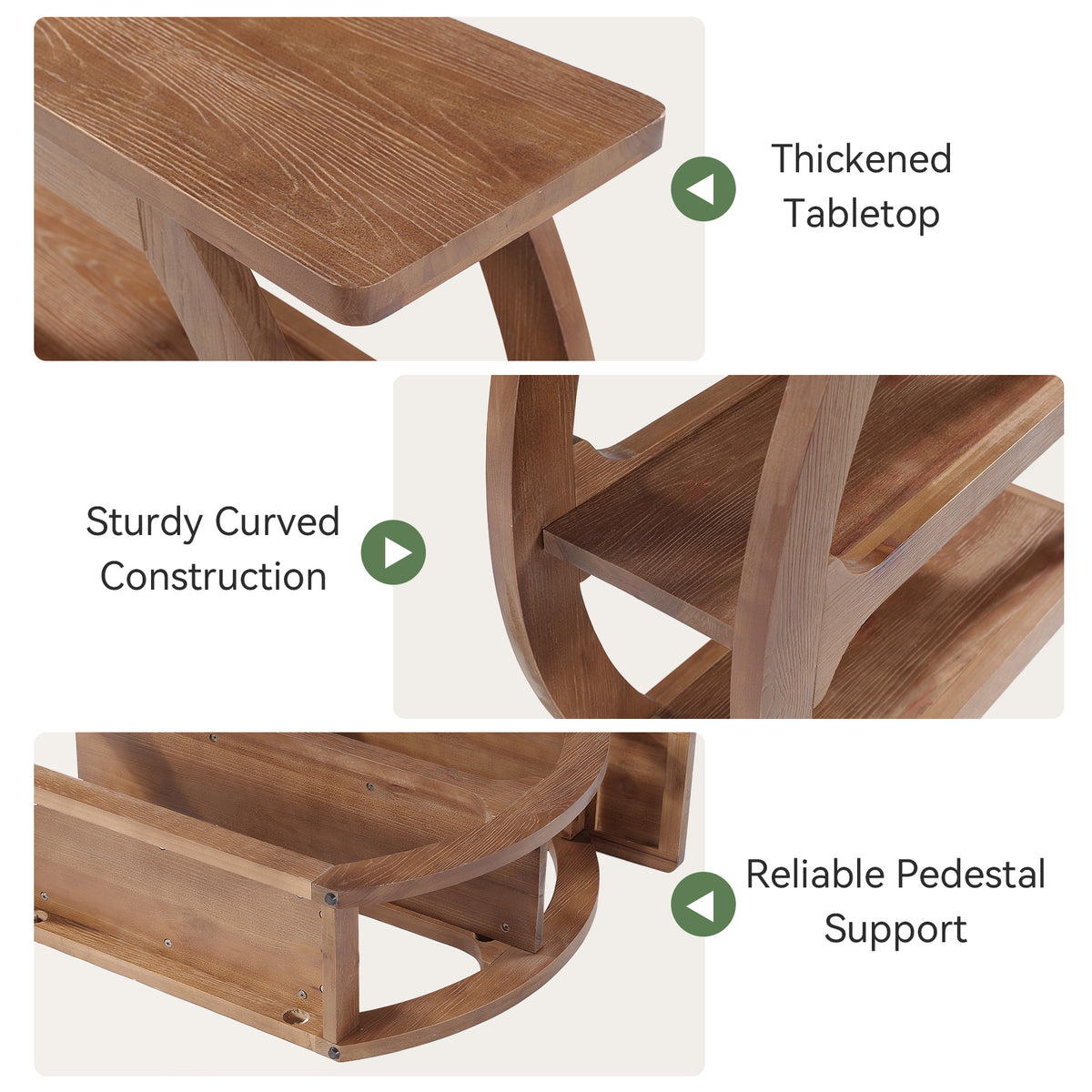Consolle in Legno Massello con Base a O, 105 cm, per Ingresso