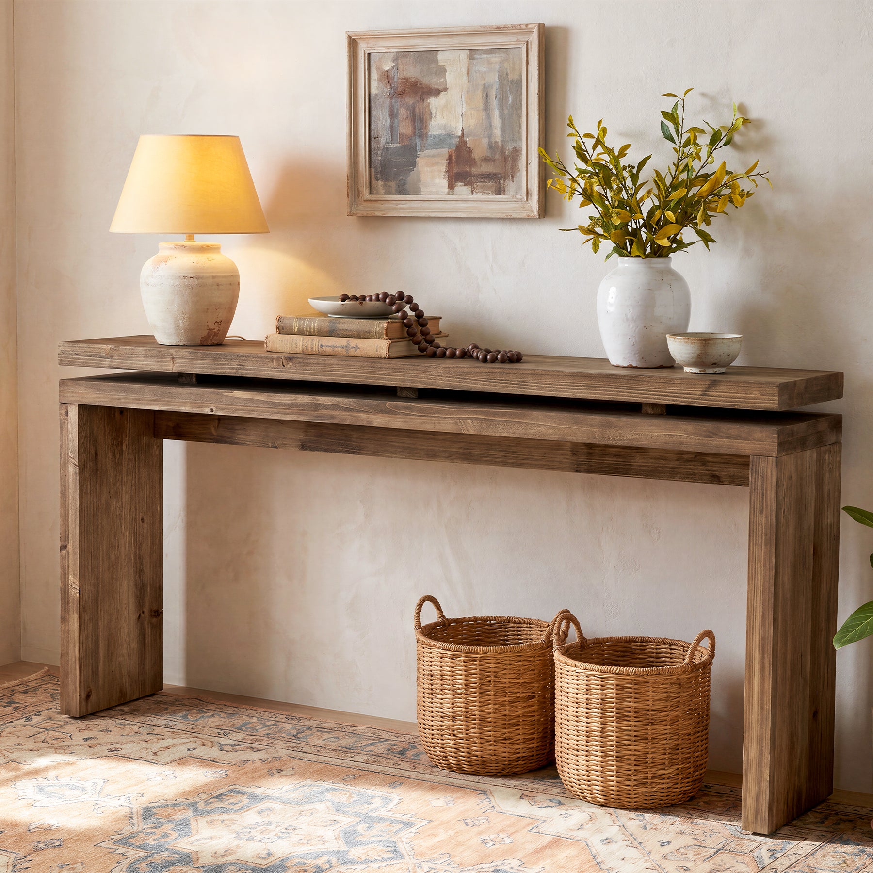 Consolle Country Stretta in Legno Massello, 160 cm, per Ingresso e Soggiorno