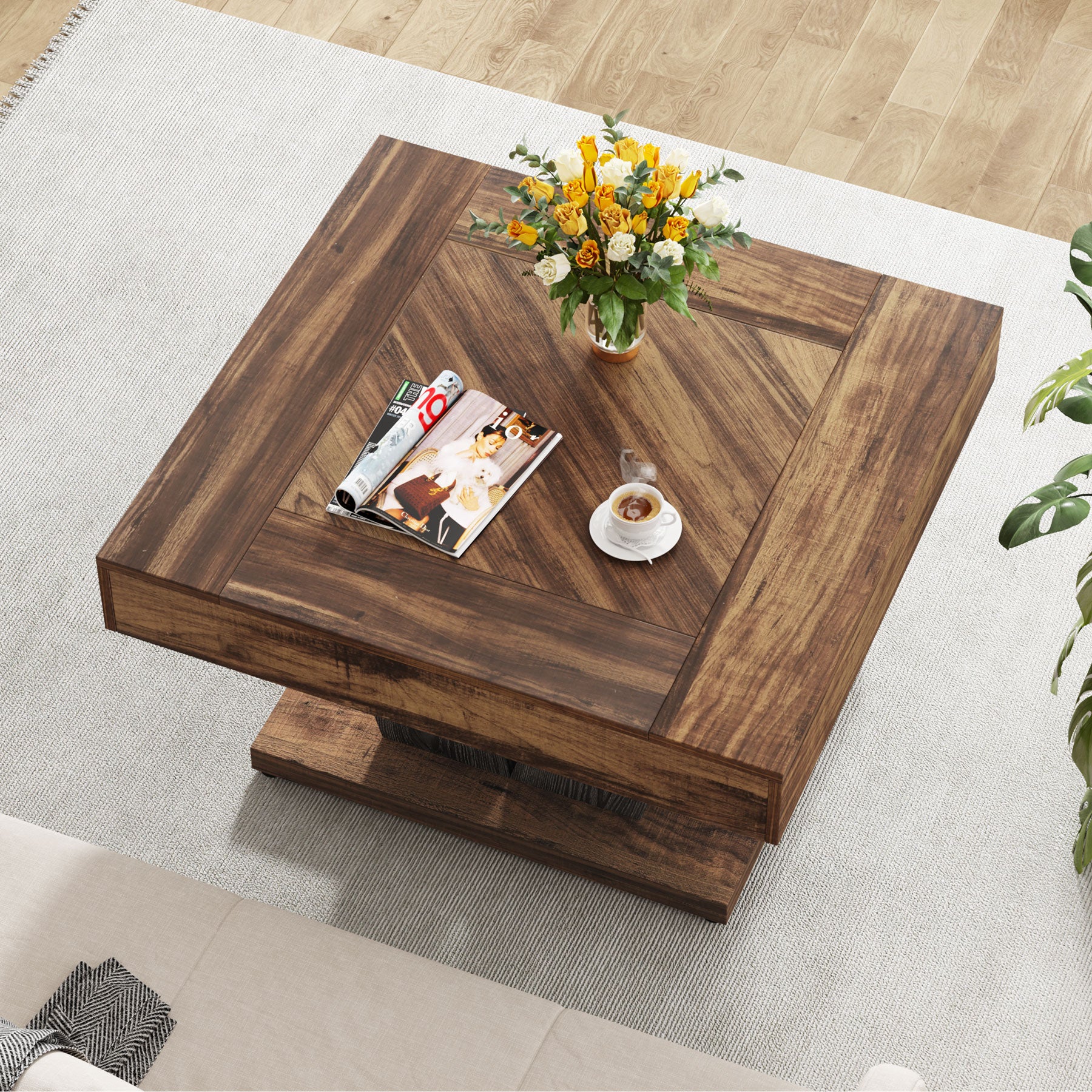 Tribesigns Tavolino da caffè quadrato, 80 cm moderno tavolo da cocktail e tè, tavolo d'accento