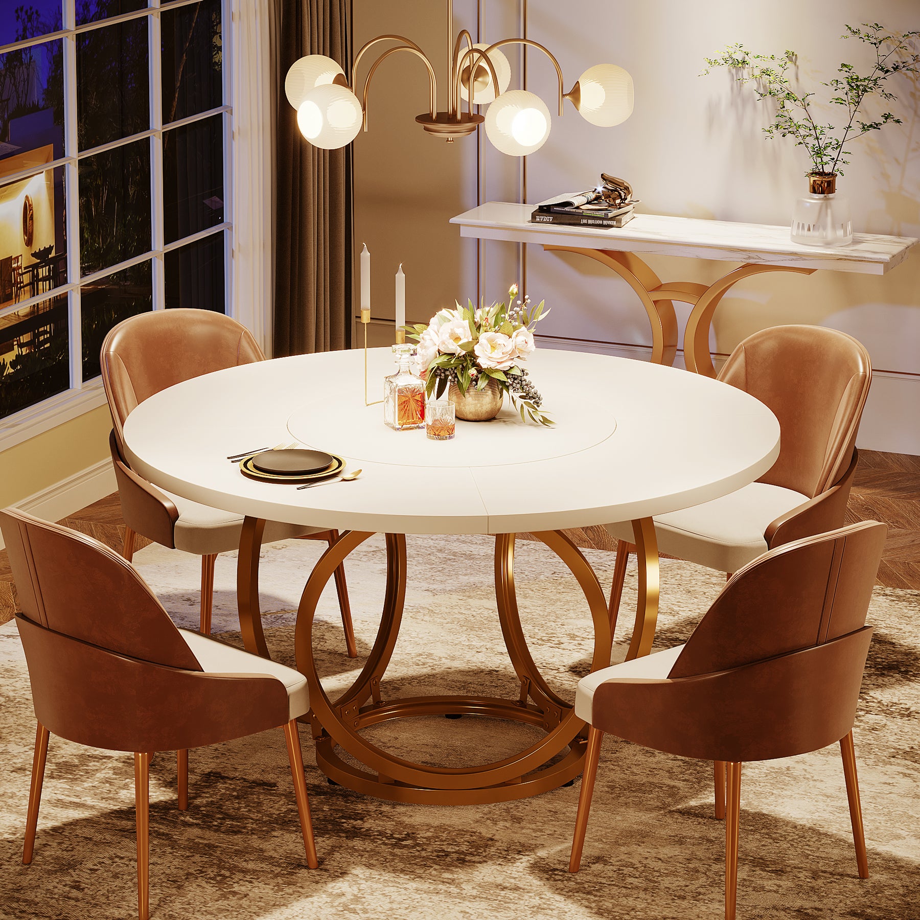 Tribesigns Tavolo da pranzo rotondo, moderno tavolo da pranzo da cucina da 120 cm