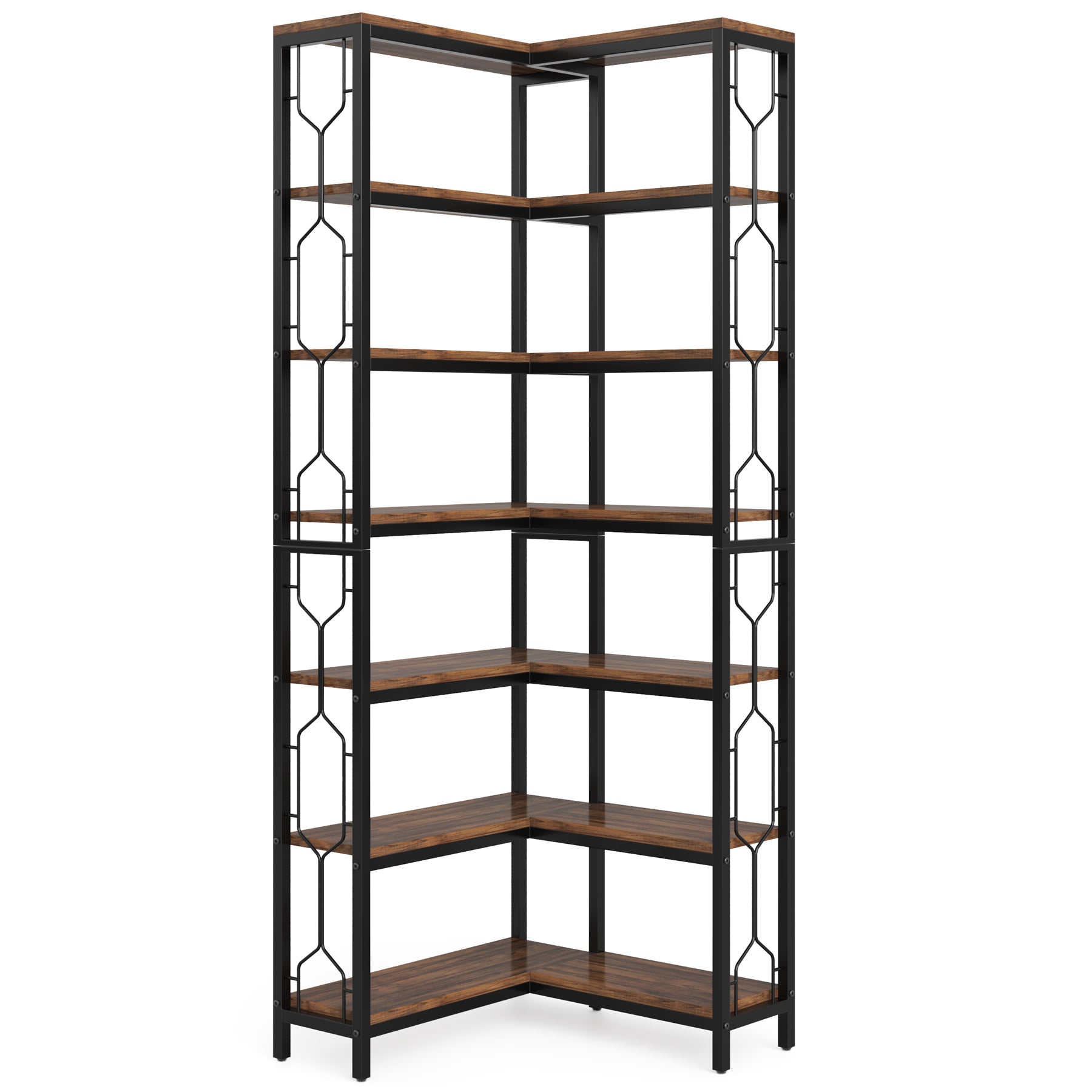 Tribesigns Scaffale Angolare, Libreria Angolare Industriale a 7 livelli Mobile Angolare in Legno e Metallo