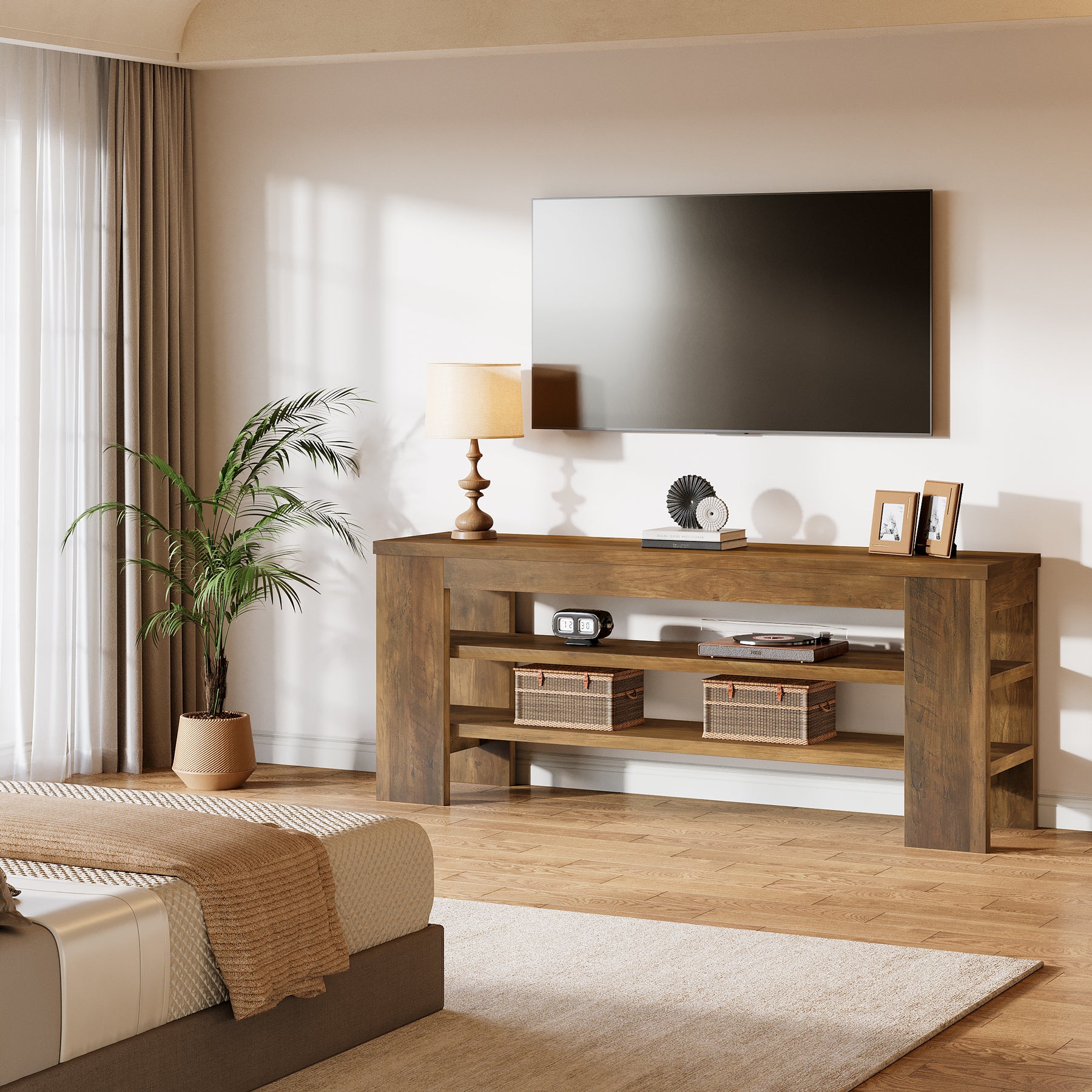 Tribesigns Mobile TV moderno, centro di intrattenimento a 3 livelli per TV fino a 55 pollici