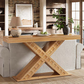 Tribesigns Tavolo consolle da 140 cm, tavolo da ingresso stretto in stile fattoria con base a X 3
