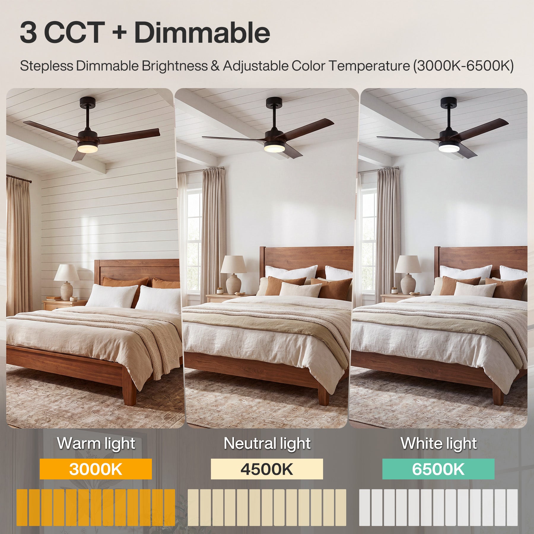 Tribesigns Ventilatore da soffitto da 130 cm con luce, illuminazione LED dimmerabile e ventola reversibile con motore DC silenzioso, telecomando, ventilatore da soffitto intelligente a 3 pale per soggiorno