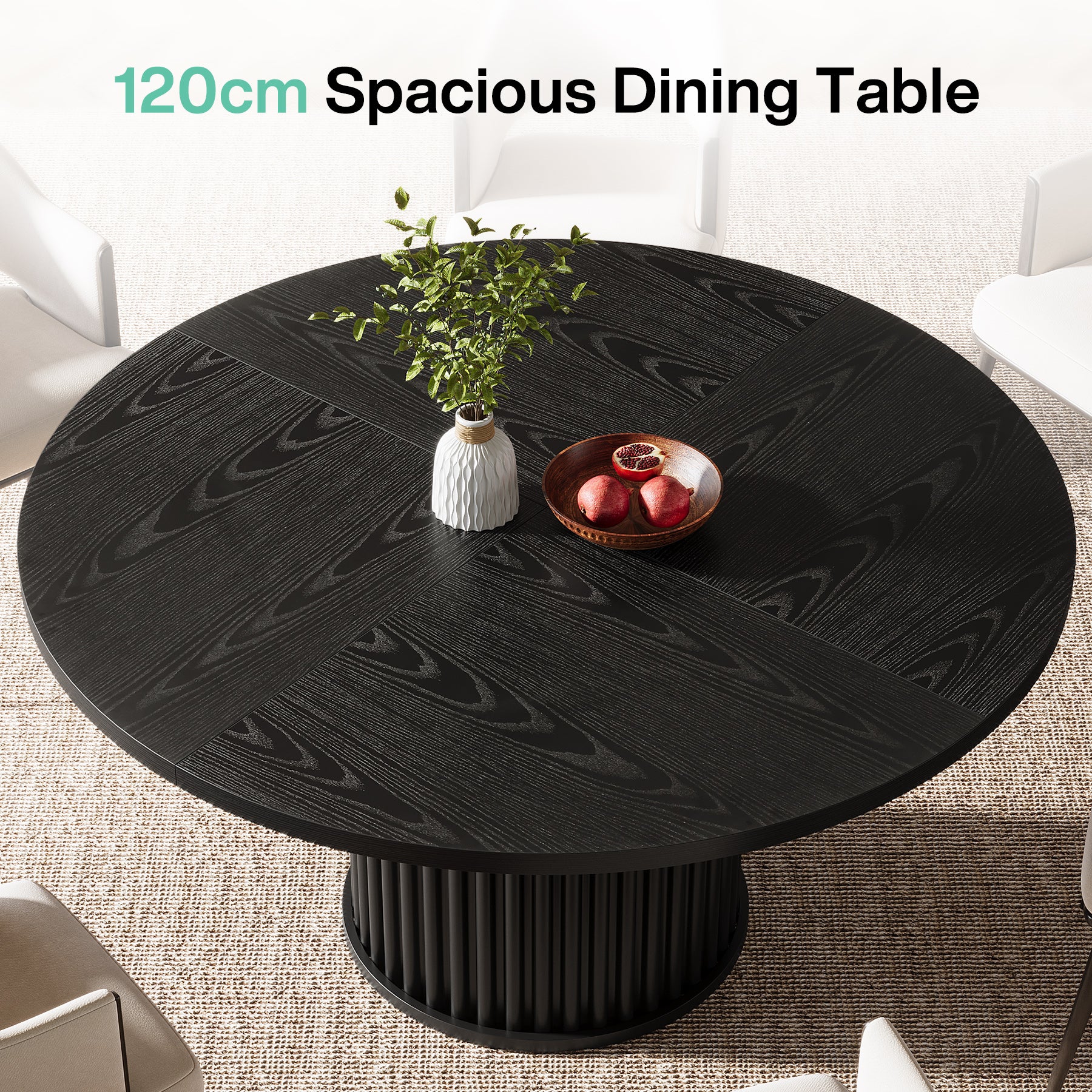 Tribesigns 120 cm Tavolo da pranzo, tavolo da cucina rotondo per 4-6 persone