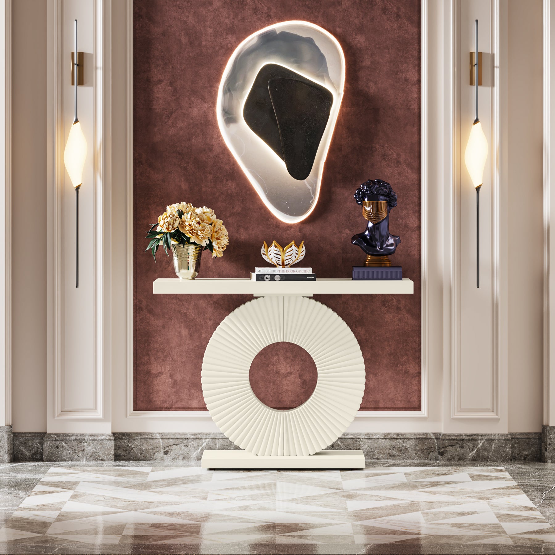 Tribesigns Tavolo consolle moderno, tavolo da ingresso con base geometrica