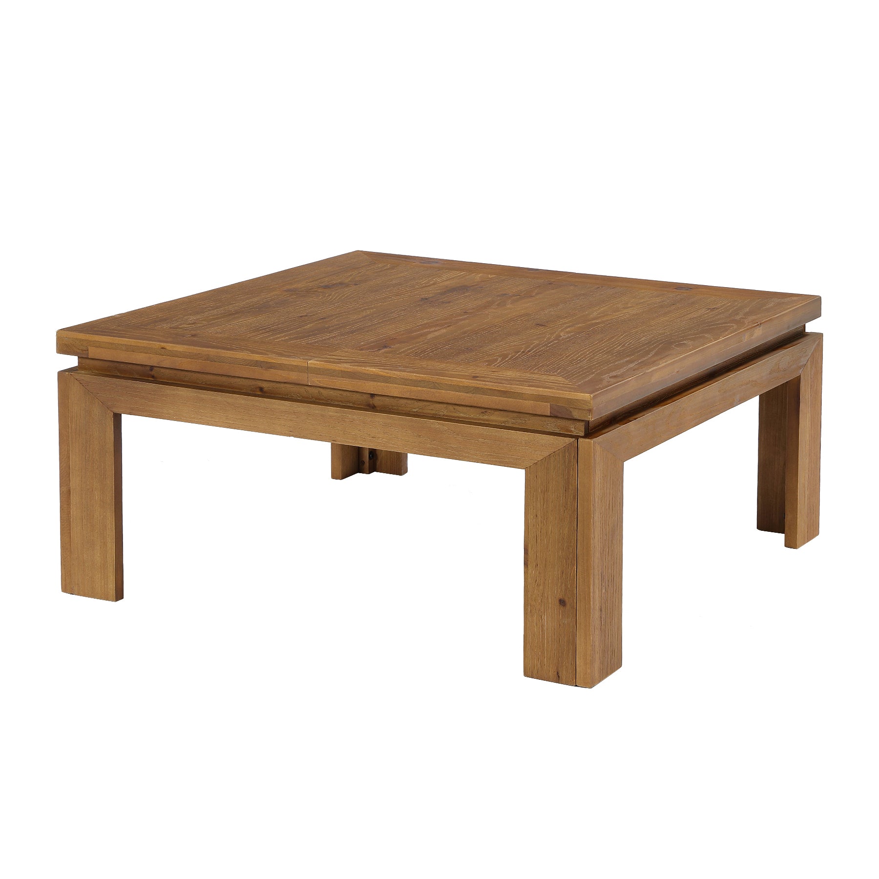 Tribesigns Tavolino da caffè quadrato da 100 cm in legno massello con bordo incassato, stile rustico, ideale per il soggiorno