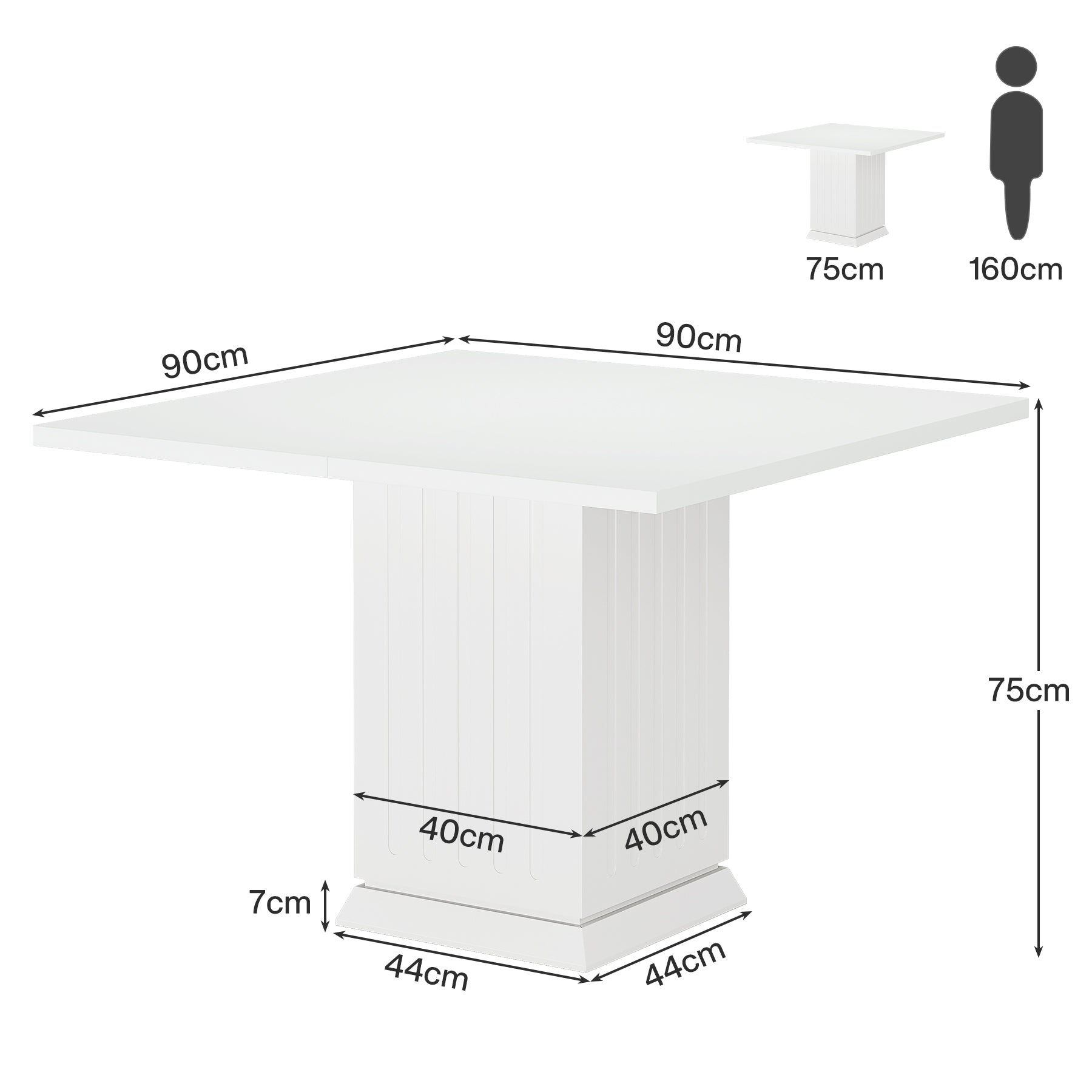 Tribesigns Tavolo da pranzo, 90 cm tavolo da cucina quadrato con robusta base
