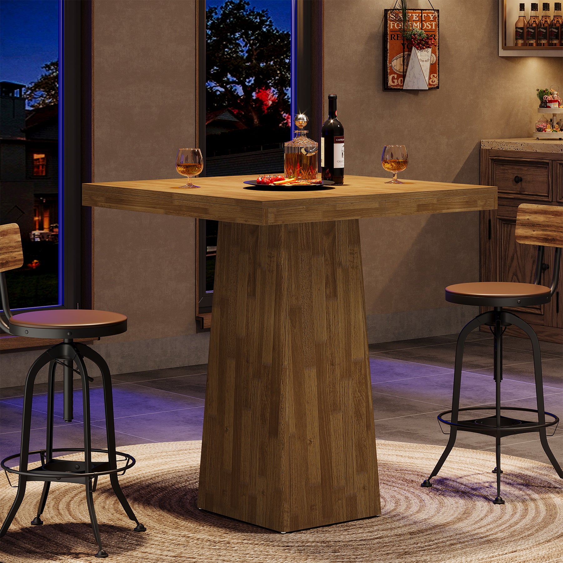 Tribesigns Tavolo da bar quadrato da 80 cm, tavolo da pranzo per cucina mobile bar per la casa