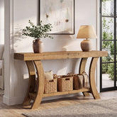 Tribesigns Consolle in legno massello, 160 cm, tavolo da ingresso con ripiano e struttura ad arco 3