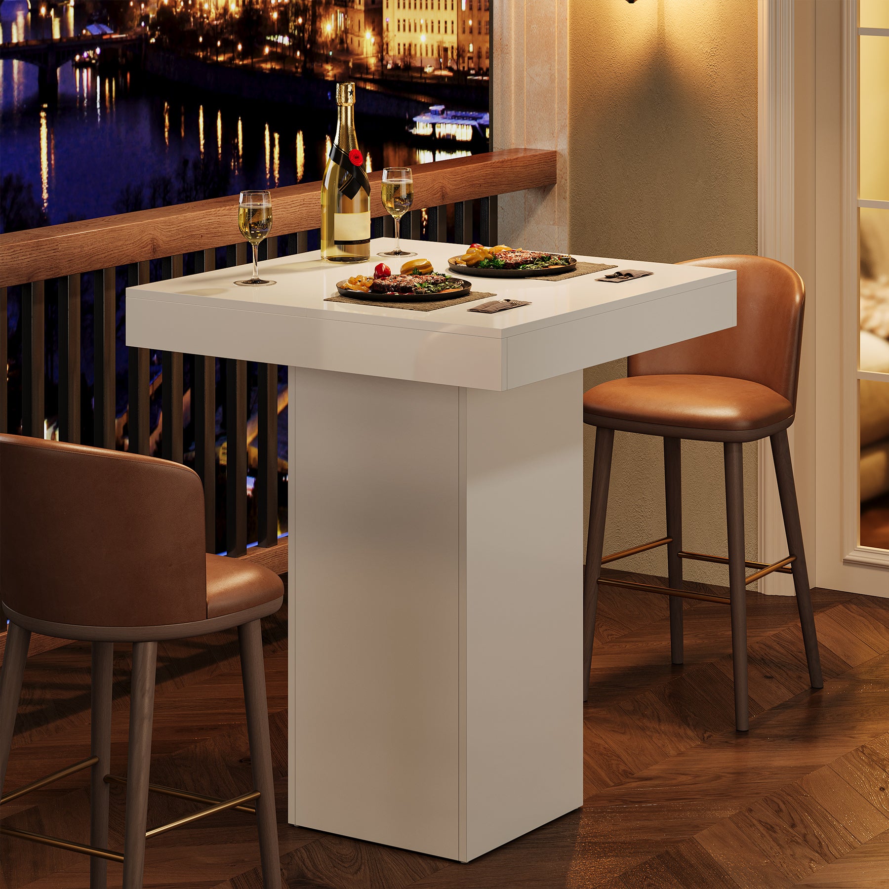 Tribesigns Tavolo da bar da 80 cm, moderno tavolo da cocktail quadrato da cucina