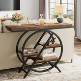 Tribesigns Tavolo Consolle, 100 cm Tavolo da Divano Tavolo da Ingresso a 4 Ripiani con Struttura Geometrica 3