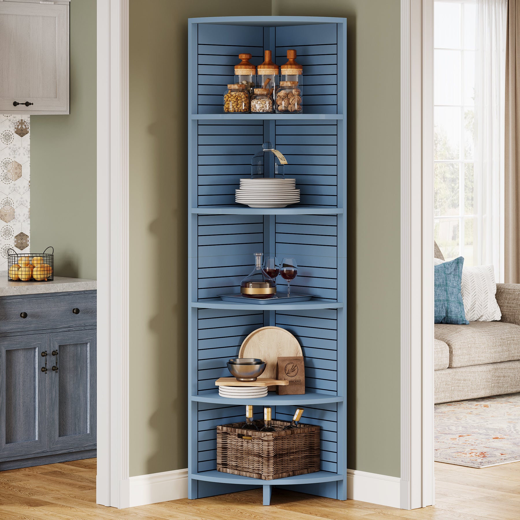 Tribesigns 180 cm scaffale angolare, libreria angolare stretta a 5 ripiani Etagere