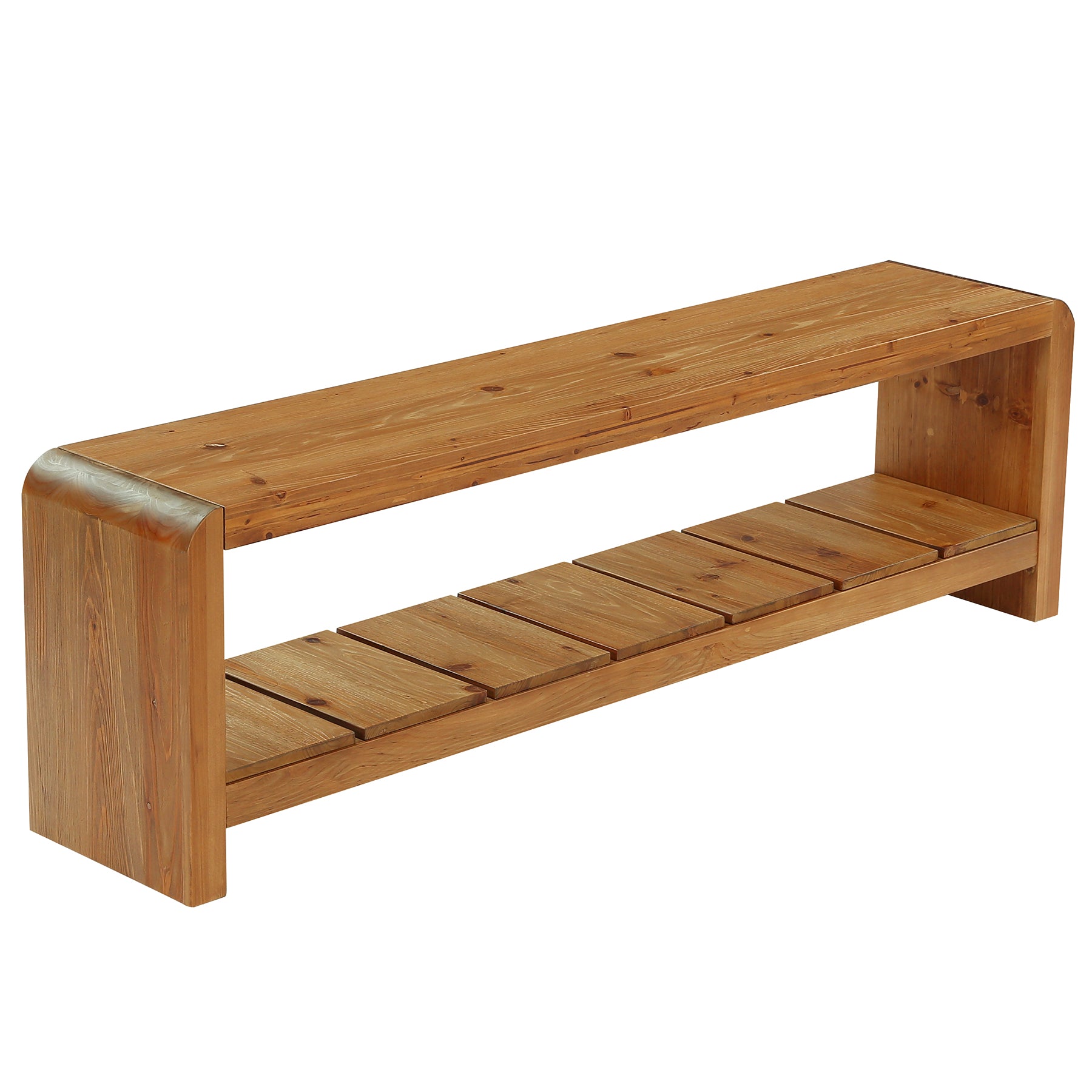 Panca Portascarpe in Legno Massello con Vano Aperto, 150 cm, per Ingresso e Corridoio