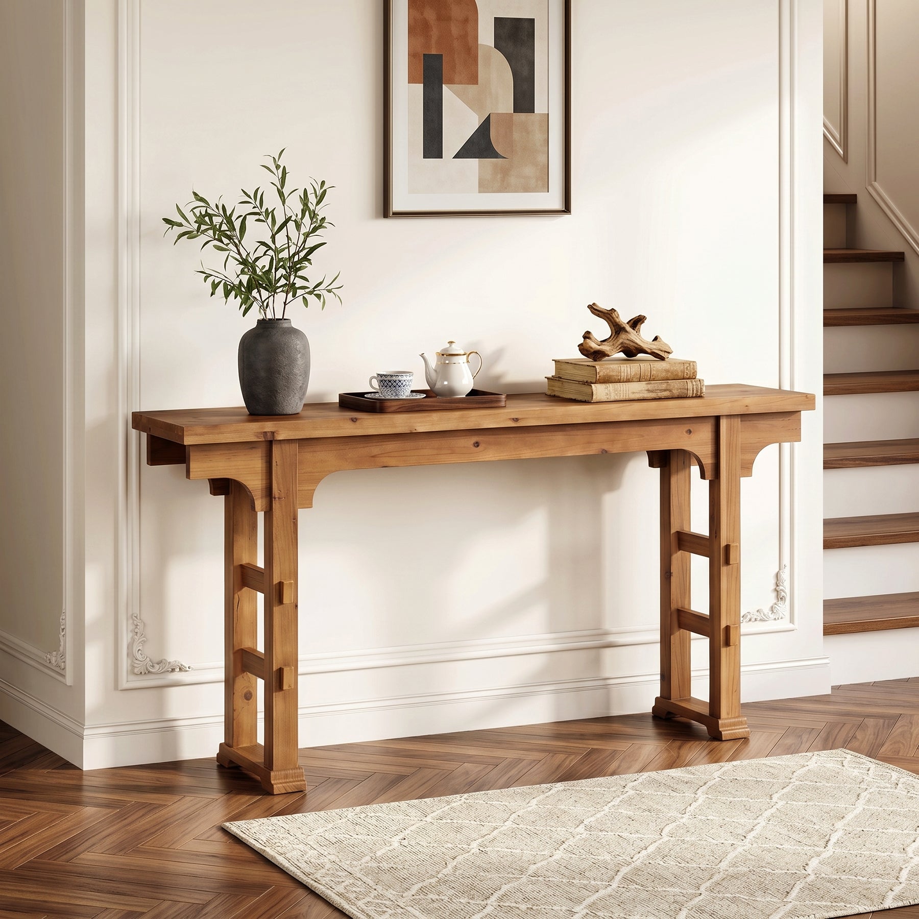 Tribesigns Consolle da Ingresso Industriale in Legno e Metallo, Piano Sottile 160 x 30 x 85 cm