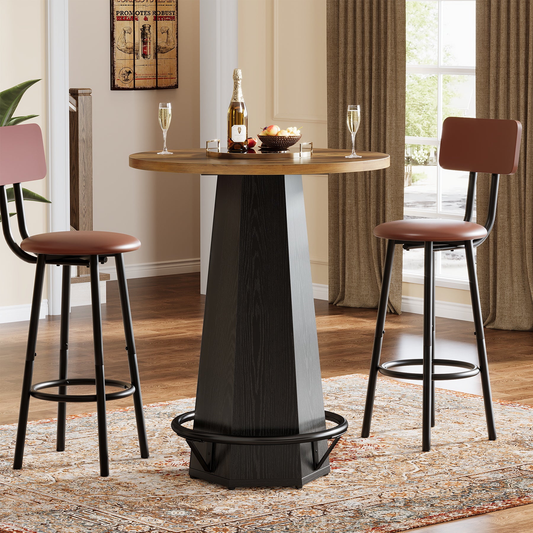 Tribesigns Tavolo da bar da 100 cm, tavolo da cocktail rotondo da bistrot per bere