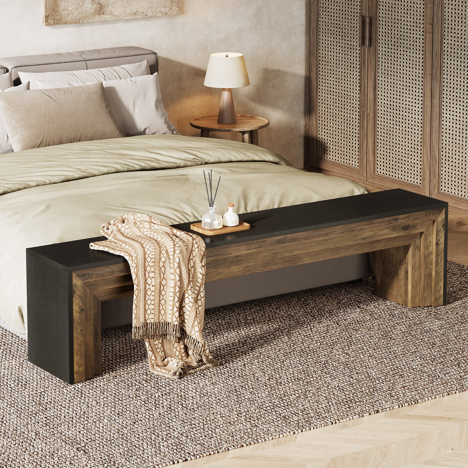 Panca Country in Legno, 180 cm, per Corridoio e Soggiorno