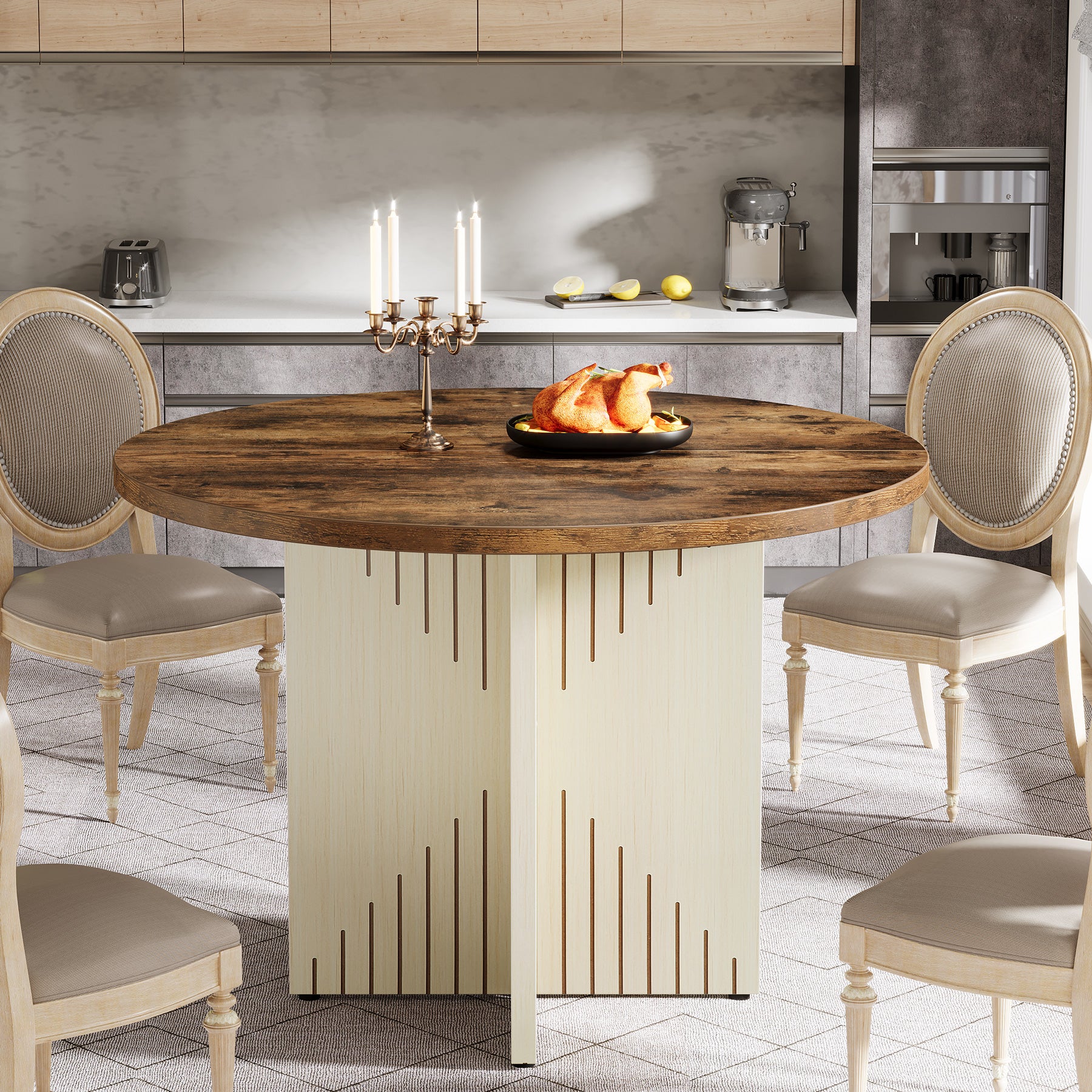 Tribesigns 100 cm tavolo da pranzo, tavolo da pranzo da cucina in stile fattoria per 4 persone
