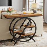 Tribesigns Tavolo Consolle, 100 cm Tavolo da Divano Tavolo da Ingresso a 4 Ripiani con Struttura Geometrica 3