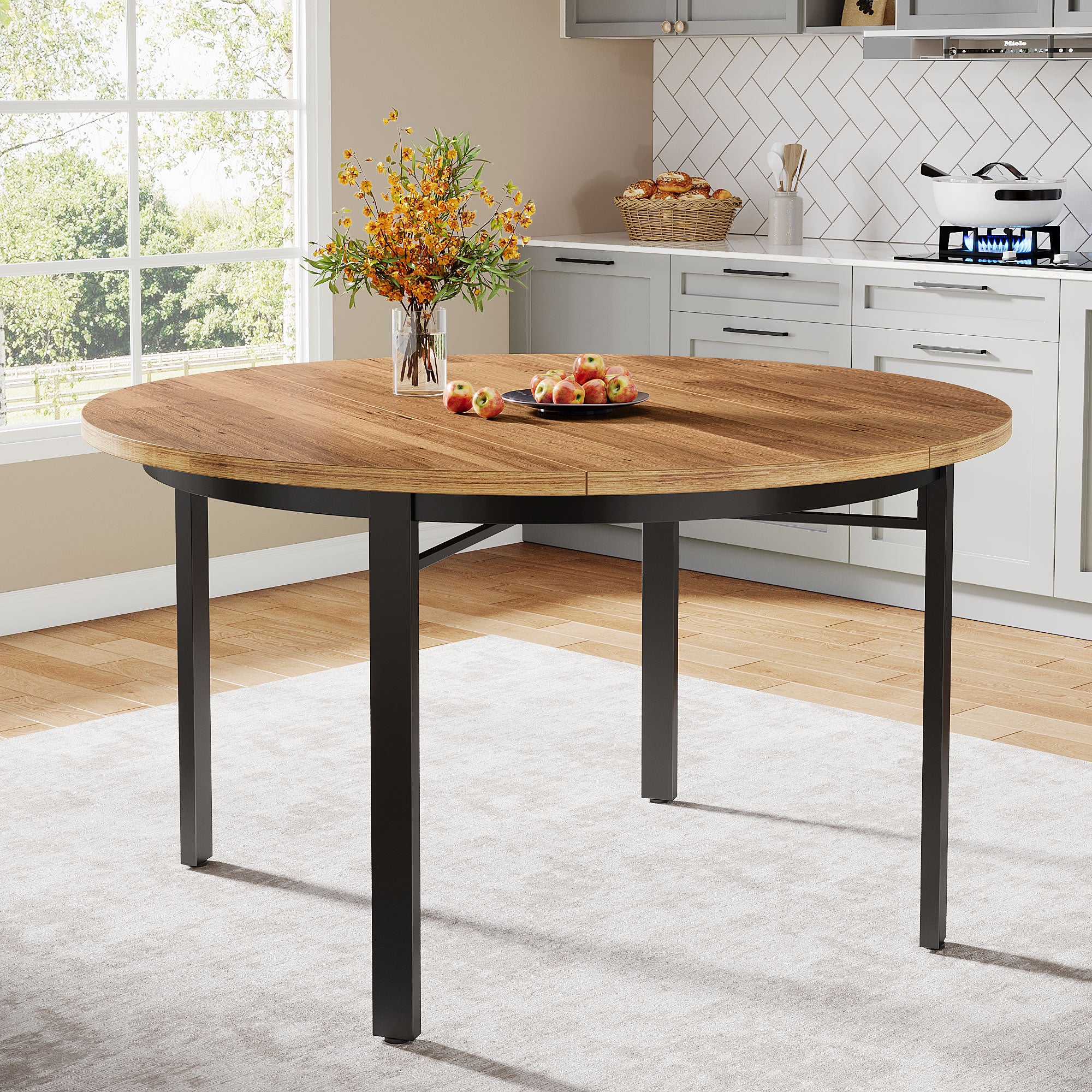 Tribesigns Tavolo da pranzo rotondo, tavolo da cucina da 118 cm tavolo da pranzo per 4 persone