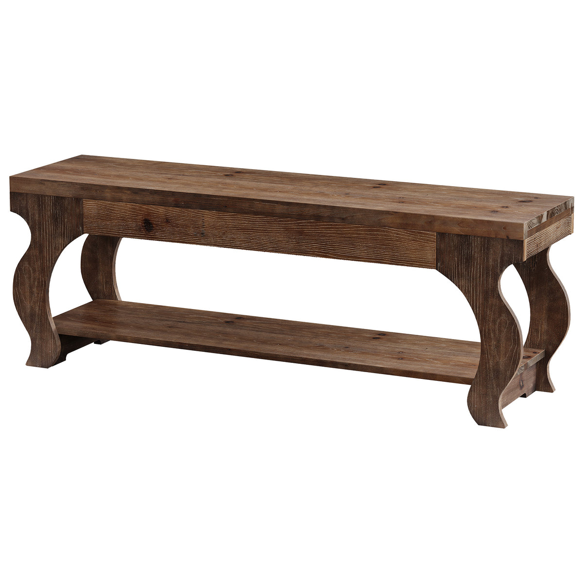Panca Country in Legno Massello a 2 Ripiani, 140 cm, per Ingresso