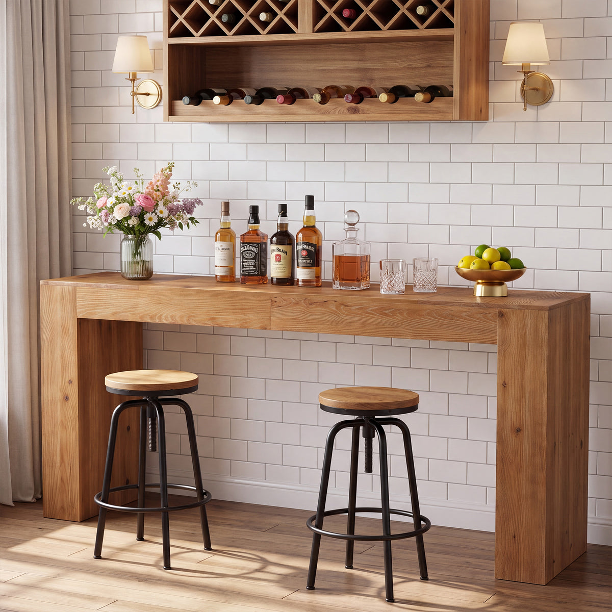 Tavolo da Bar Country in Legno Massello, 180 cm