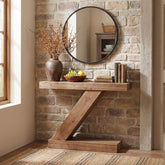 Tribesigns Tavolino consolle da 105 cm, tavolino stretto a forma di Z in legno massello 3