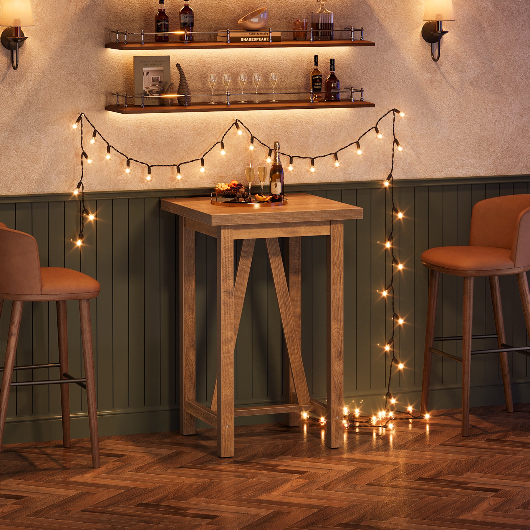 Tribesigns Tavolo da bar da 100 cm, tavolo da pub tavolino da caffè per bistrot(solo tavolo)