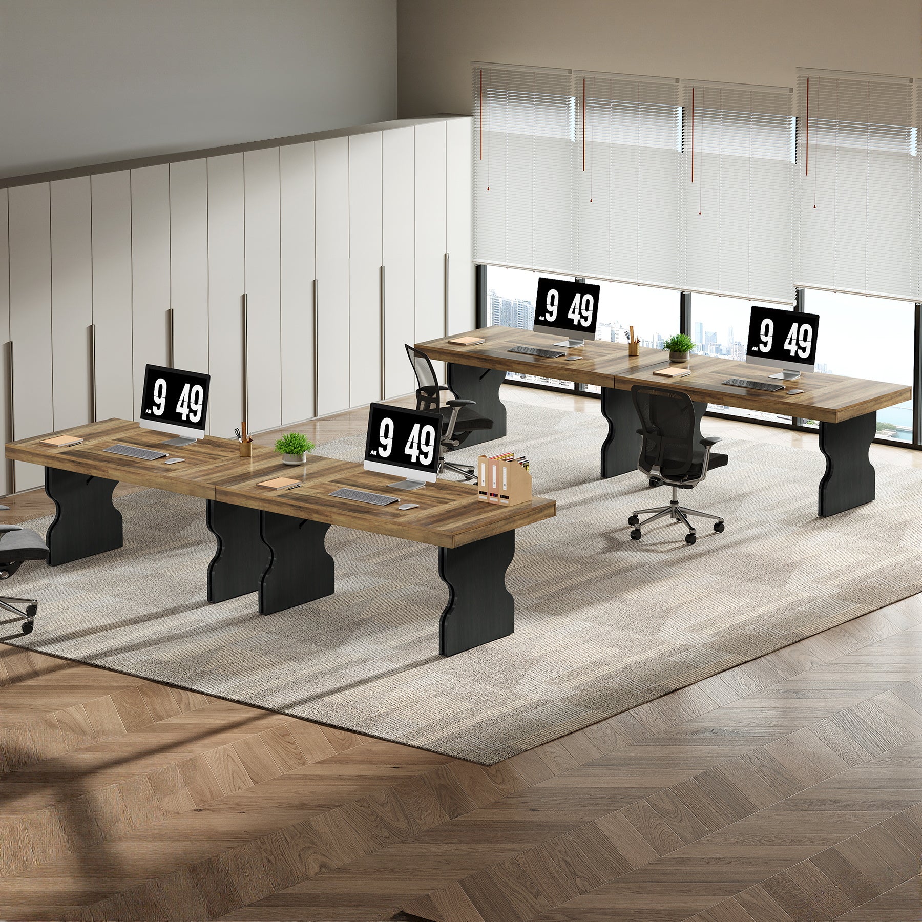 Tribesigns Scrivania Executive da 160 cm, tavolo da ufficio con gambe a clessidra
