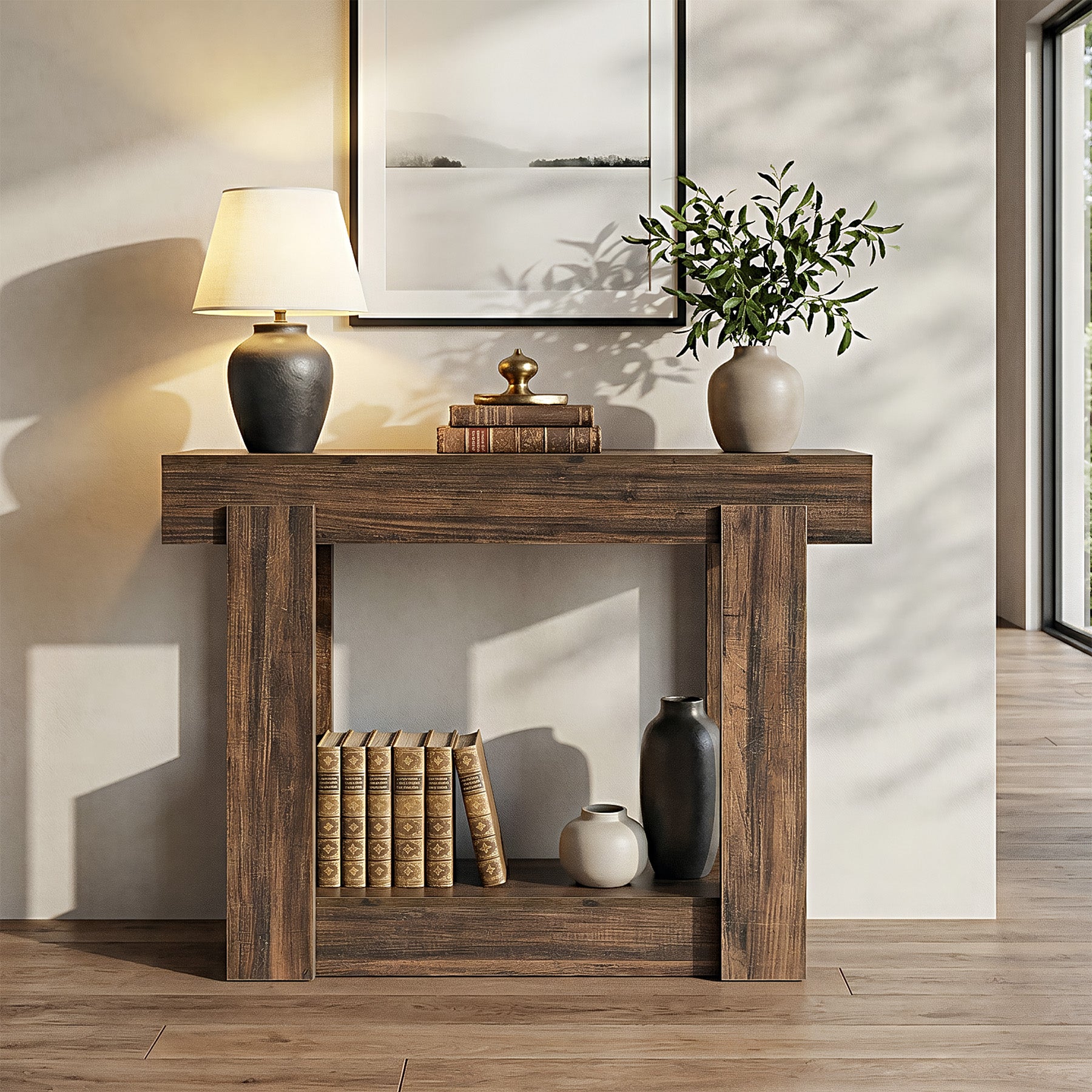 Tribesigns Consolle da 105 cm con ripiano, tavolino d'ingresso stretto in stile country per ingresso