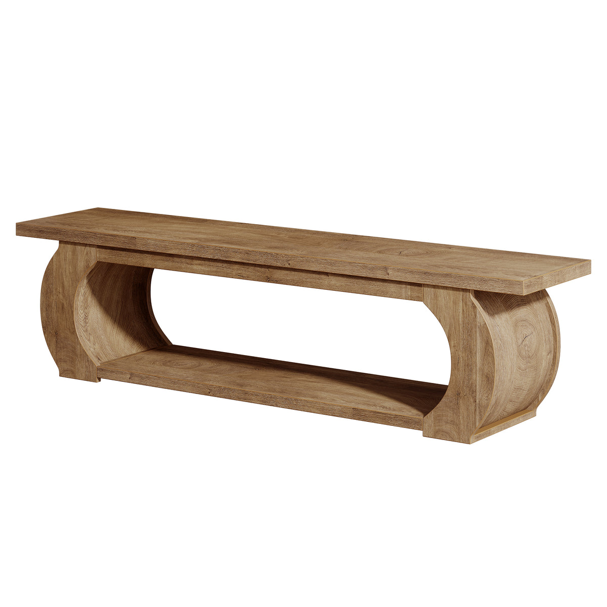 Panca Country con Ripiano Aperto e Struttura in Legno Curvata, 160 cm, per Camera da Letto