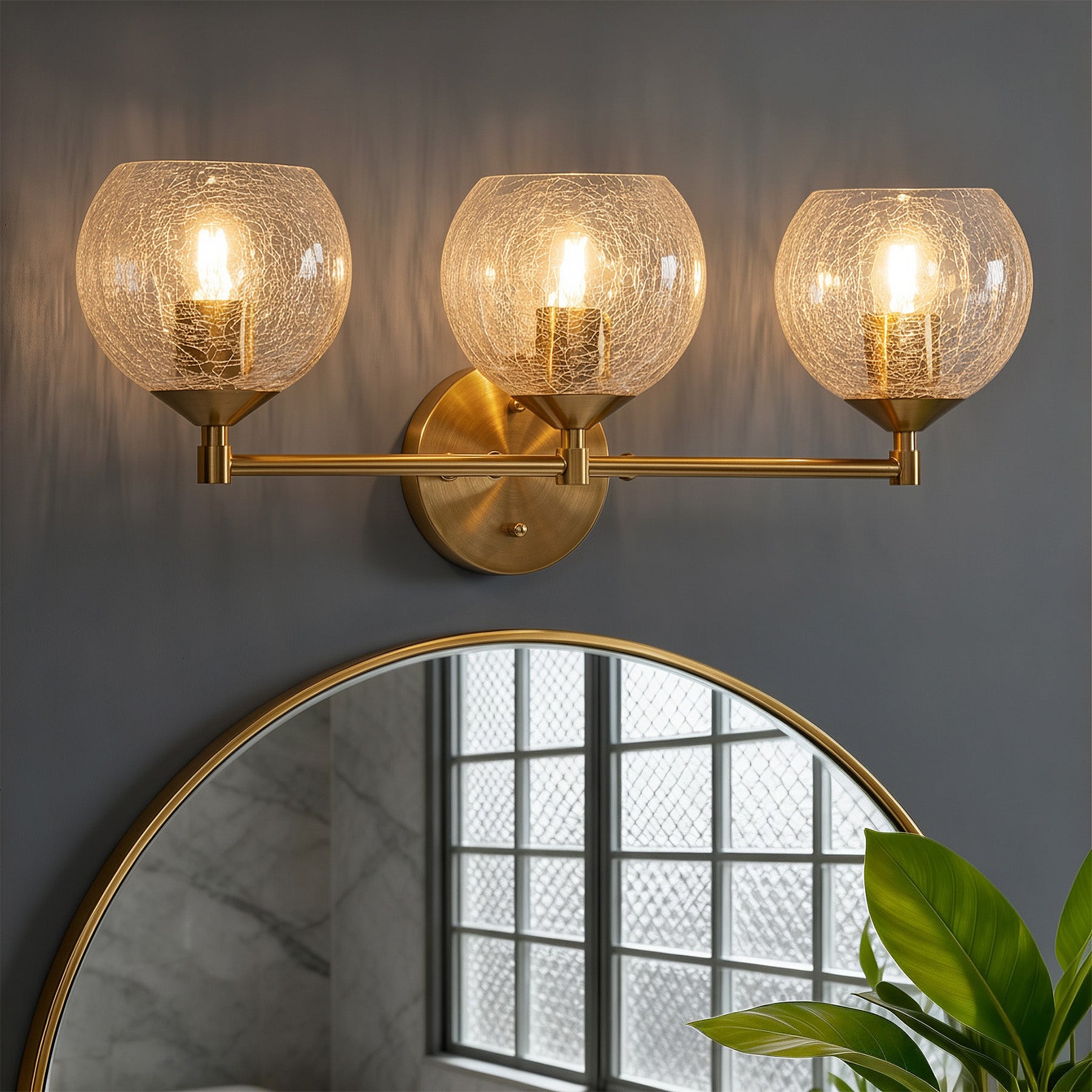 Tribesigns Applique Bagno 3 Luci, Applique Murale E27 Lampada da Specchio Dorata