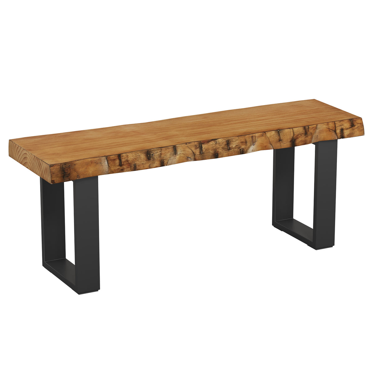 Panca Portascarpe Industriale Stretta con Seduta in Legno Massello, 120 cm, per Ingresso e Camera da Letto