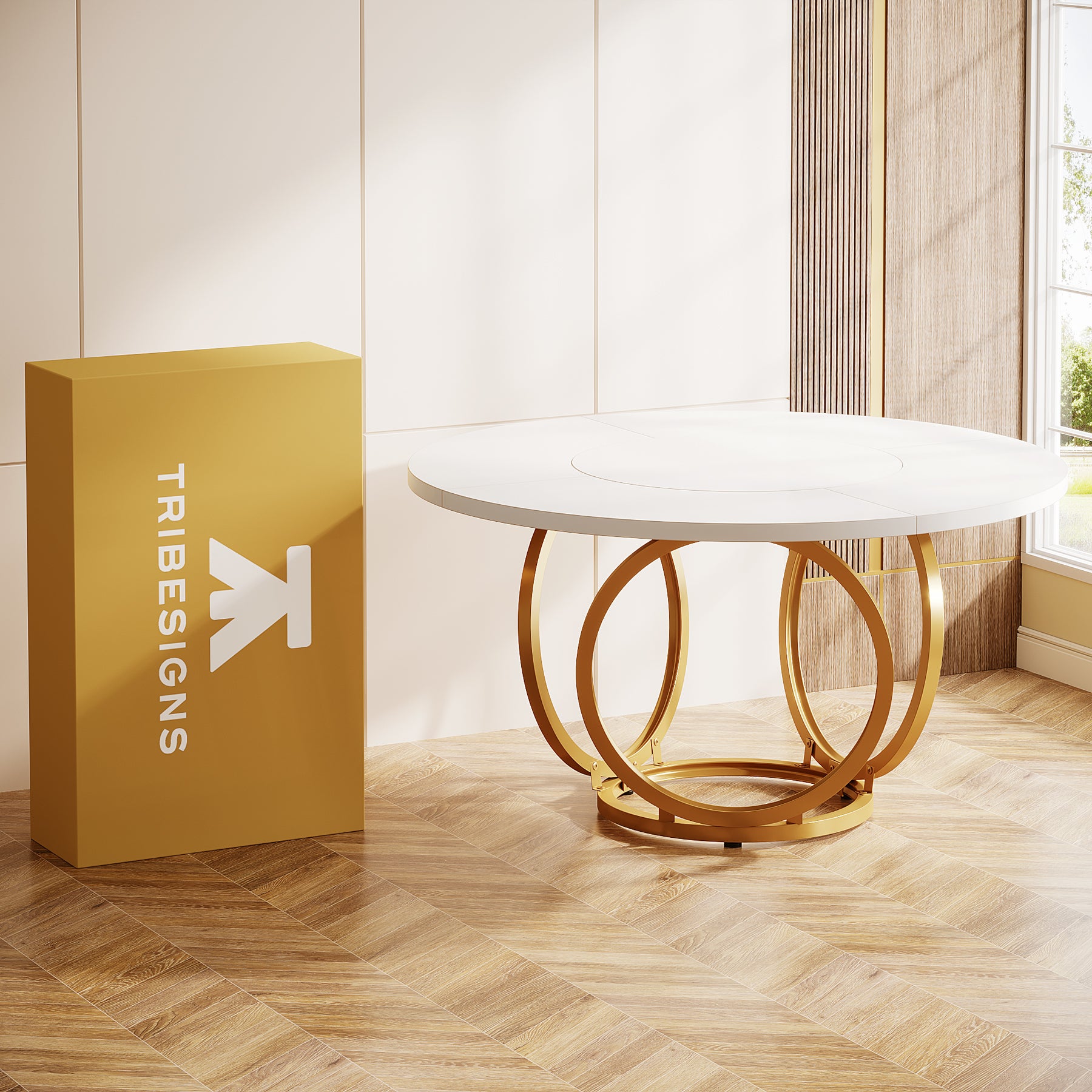 Tribesigns Tavolo da pranzo rotondo, moderno tavolo da pranzo da cucina da 120 cm