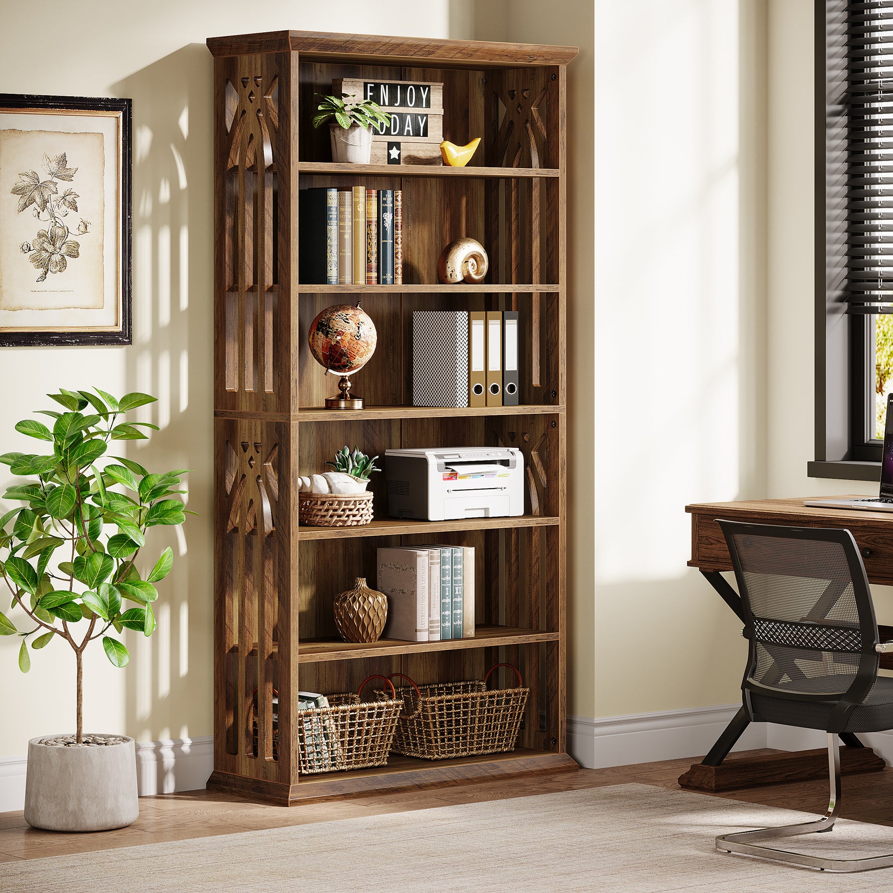 Tribesigns 190 cm Libreria, libreria e scaffalatura freestanding a 6 ripiani