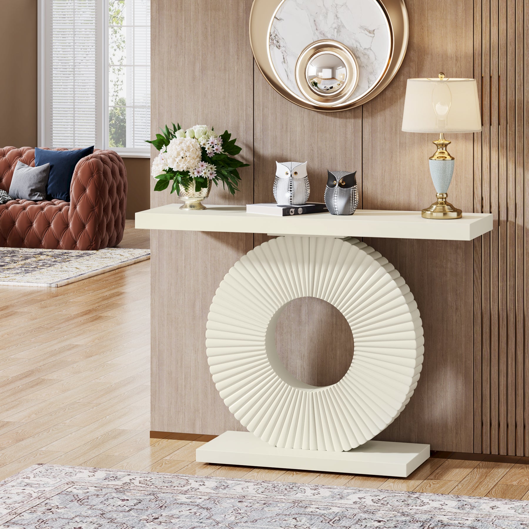 Tribesigns Tavolo consolle moderno, tavolo da ingresso con base geometrica
