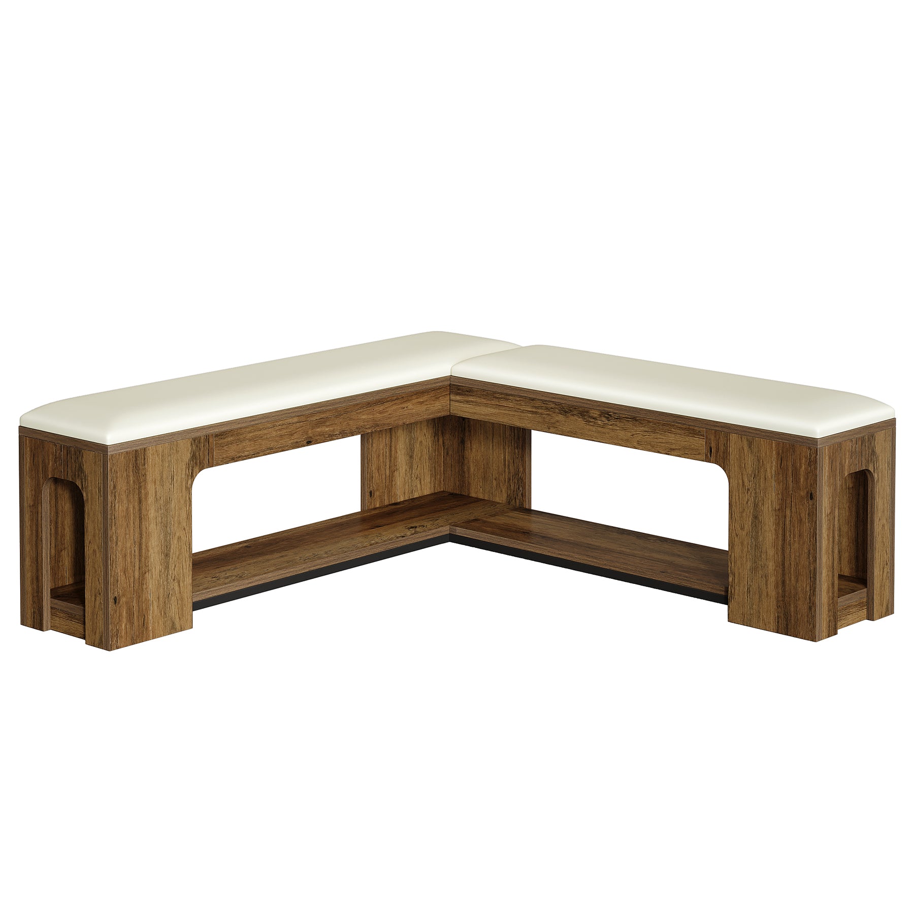 Tribesigns Panca angolare a L con cuscino di seduta, 120 cm, panca in stile rustico con ripiano porta scarpe