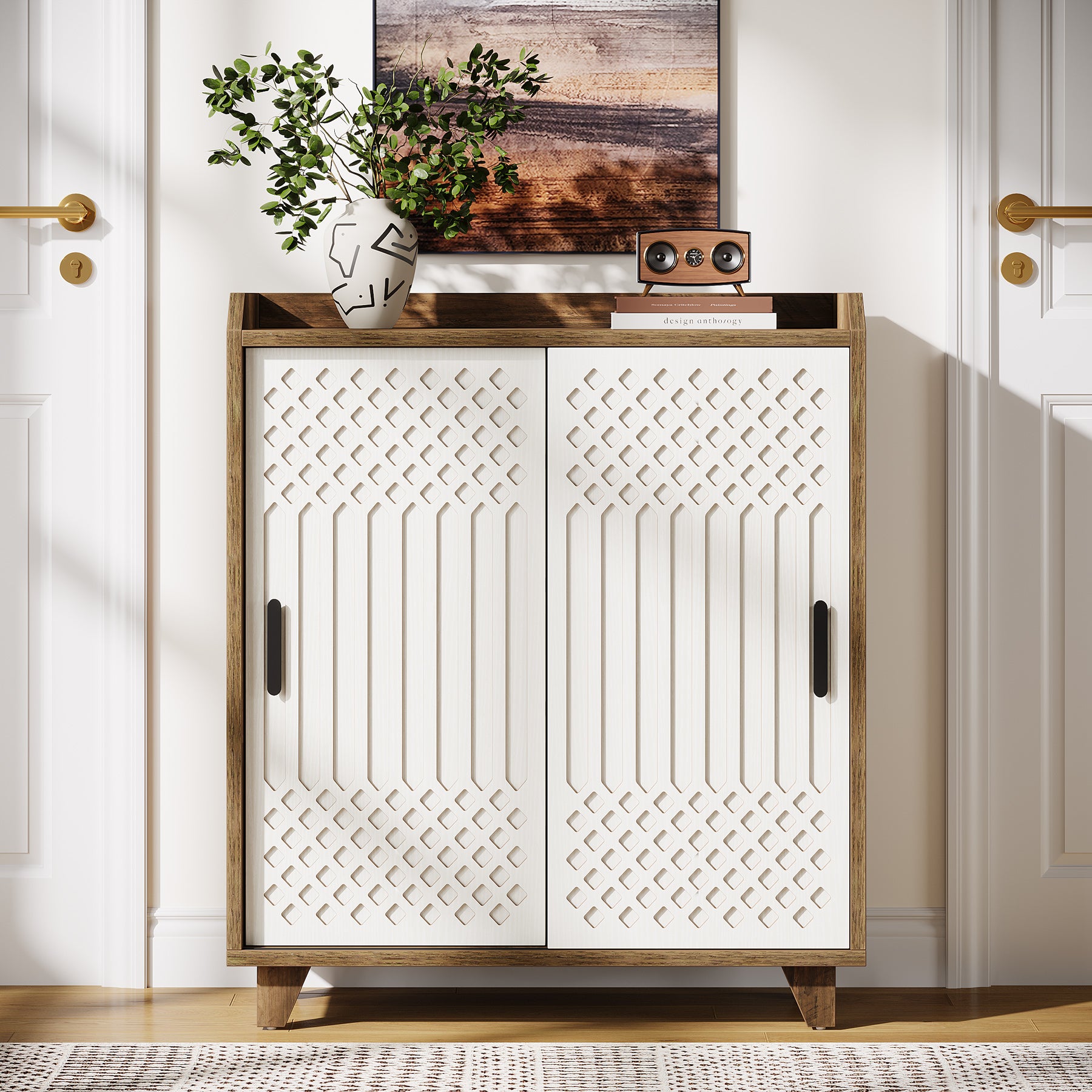 Tribesigns Scarpiera da 90 cm, moderno organizer con ante scorrevoli per scarpe