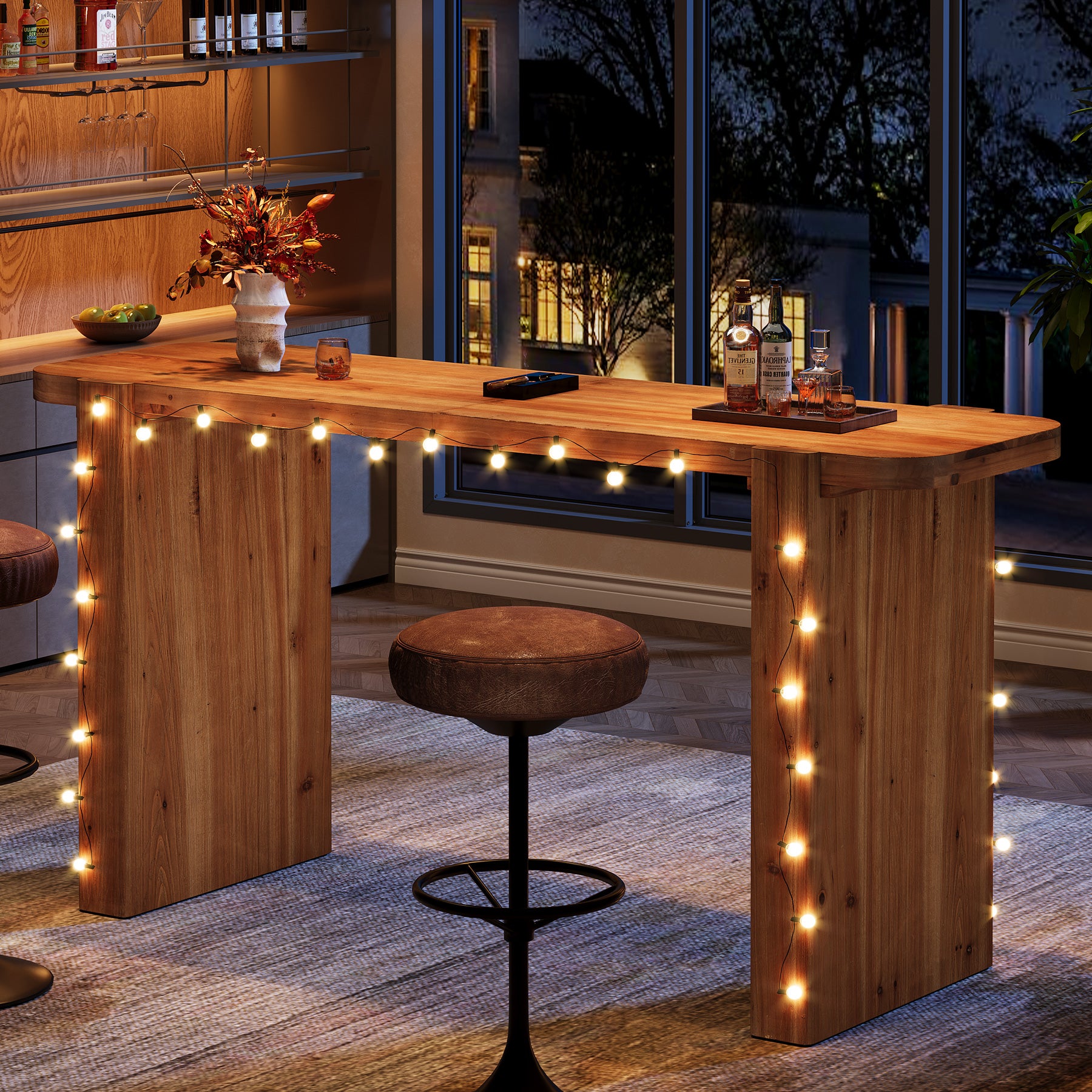 Tavolo da Bar Alto Industriale in Legno Massello, 160 cm, per 4-6 Persone