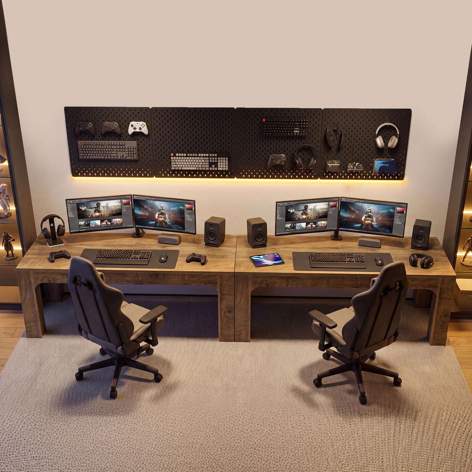 Scrivania Doppia in Legno, 180 cm, per 2 Persone, per Studio e Ufficio