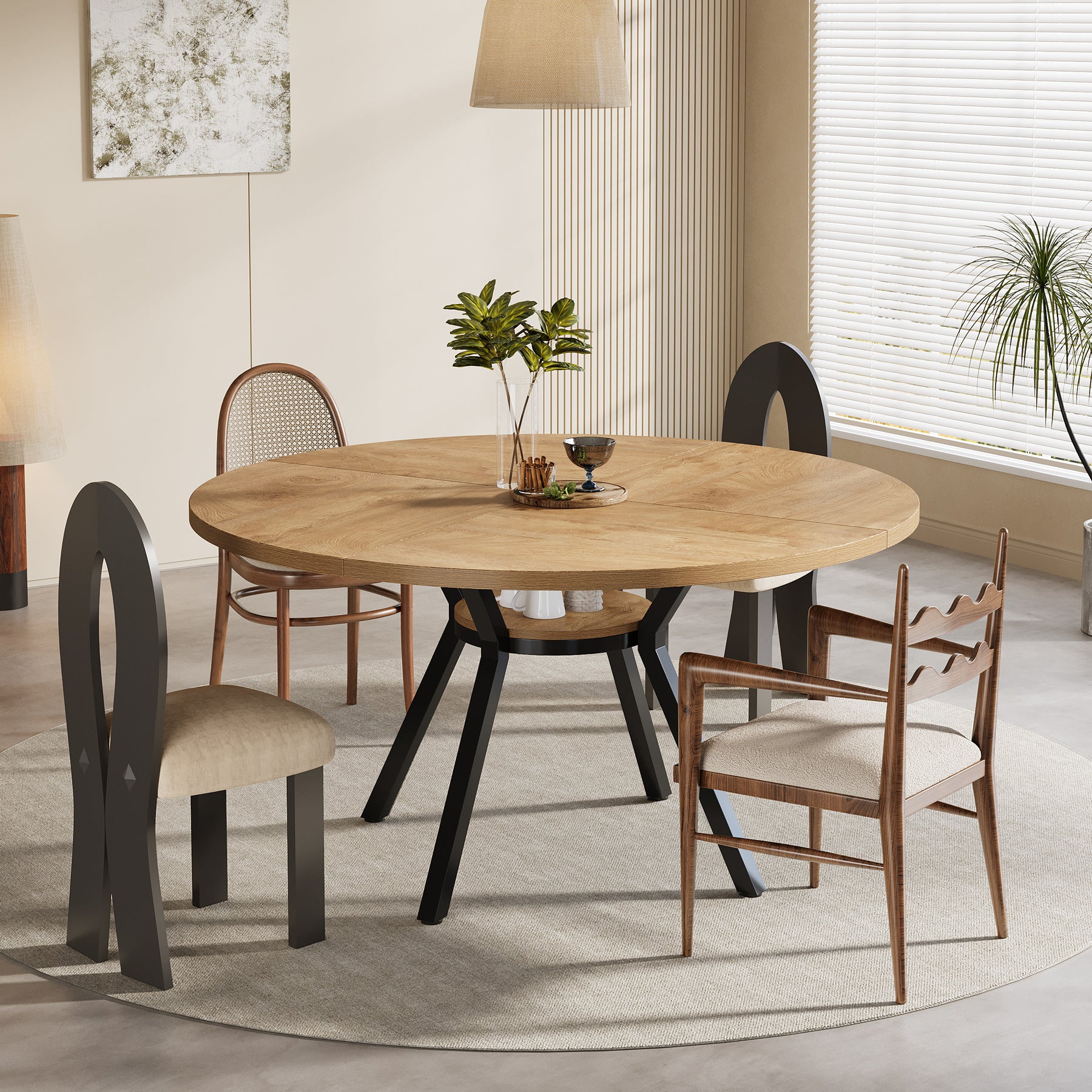 Tribesigns Tavolo da pranzo rotondo, tavolo da pranzo da cucina moderno da 120 cm per 4