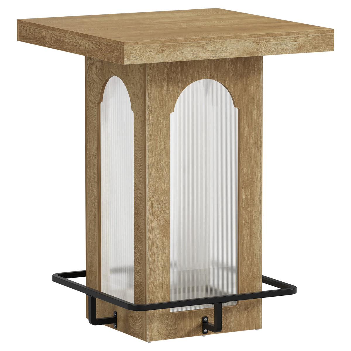 Tavolo da Bar Quadrato Industriale con Luci e Poggiapiedi, 80 cm, per Cucina